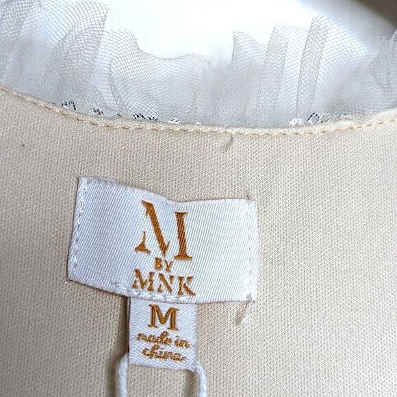 M by MNK Blush Sequined Cap Sleeve Babydoll Cocktail Mini Dress size L - Picture 14 of 16